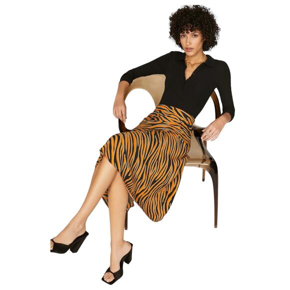 NWT! DVF Diane von Furstenberg Zebra Animal Print Lilo Skirt - Size 8 - Picture 4 of 12